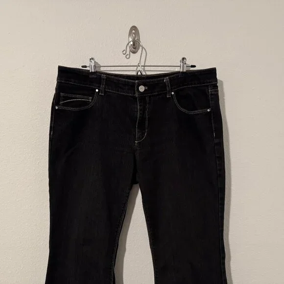 White House Black Market Blanc Flare Leg Black Jeans Pants Sz 14S (35x29) - Picture 3 of 13